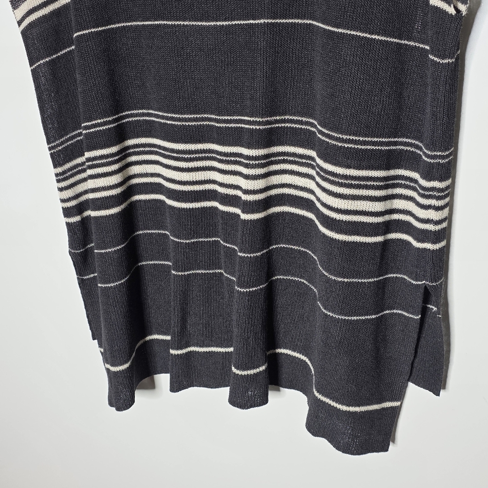 Eileen Fisher Black and white Striped Linen blend poncho style knit top Size 1X - Picture 5 of 8